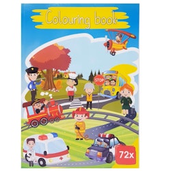 Målarbok  A4  72 sidor - Fordon och figurer