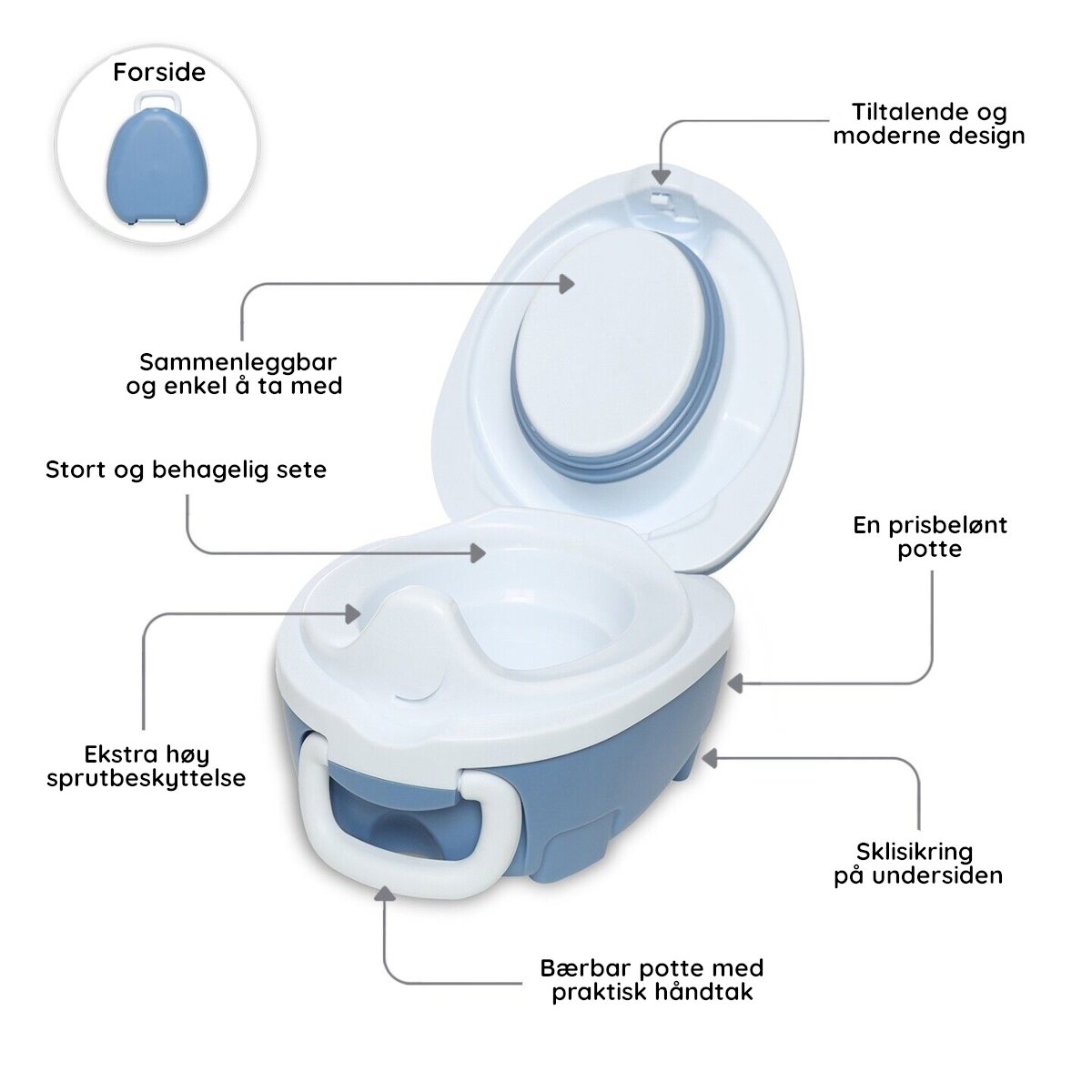 My Carry Potty bærbar potte til barn Pastellblå