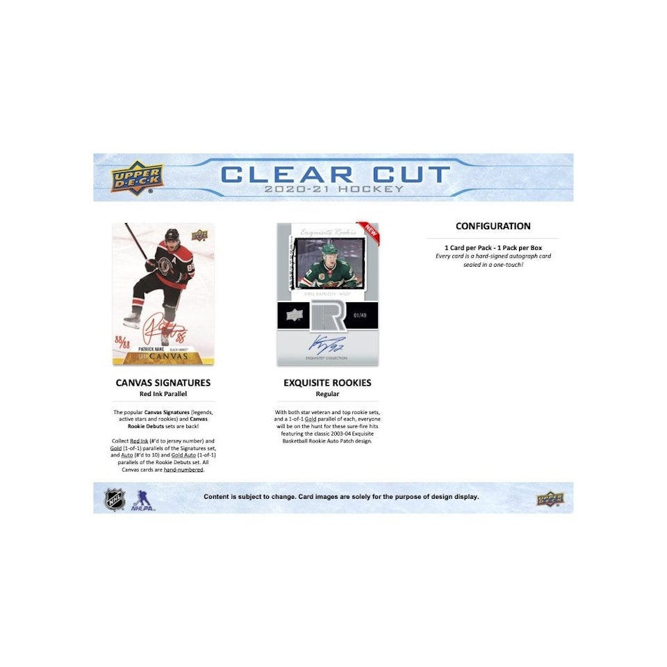 2020-21 Upper Deck Clear Cut (Hobby Case á 15 box)