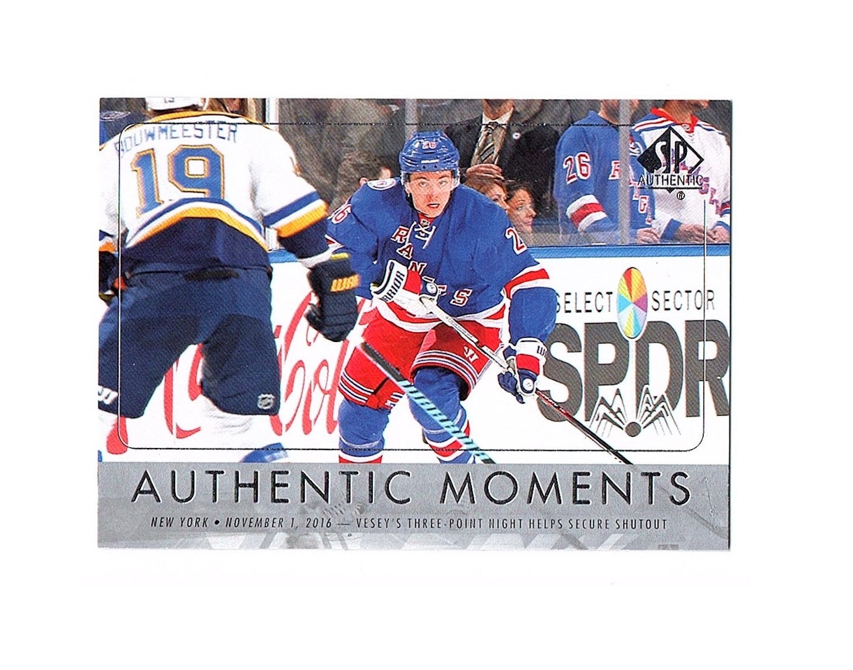 2016-17 SP Authentic #112 Jimmy Vesey AM (15-X33-RANGERS)