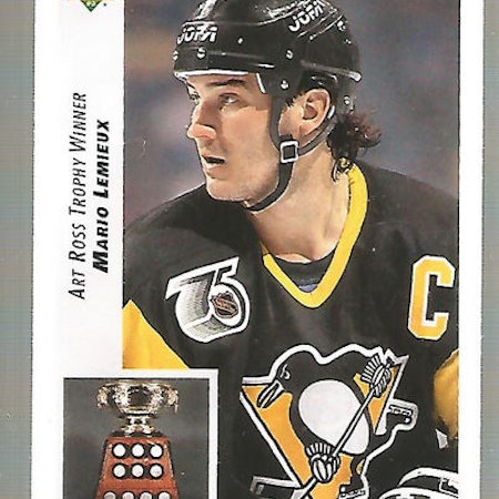 1992-93 Upper Deck #433 Mario Lemieux AW Ross (10-136x9-PENGUINS) (3)