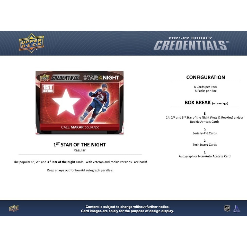 2021-22 Upper Deck Credentials (Hobby Pack)