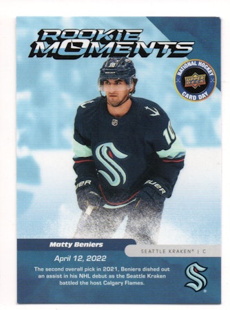 2022-23 Upper Deck National Hockey Card Day Rookie Moments #NHCDBE Matty Beniers (10-V11-KRAKEN) (6)