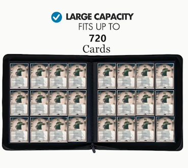 Premium 12-Pocket PU Zipper Card Folder, 720-Slot Trading Card Album *GREEN*