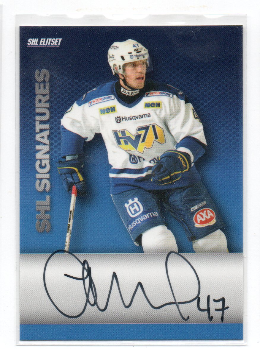 2008-09 Swedish SHL Elitset Signatures #00 Lance Ward (50-X268-HV71)