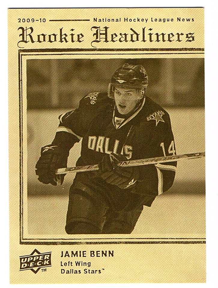 2009-10 Upper Deck Rookie Headliners #RH25 Jamie Benn SP (40-X35-NHLSTARS)