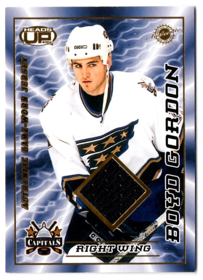 2003-04 Pacific Heads Up Jerseys #25 Boyd Gordon RC (40-X131-CAPITALS)