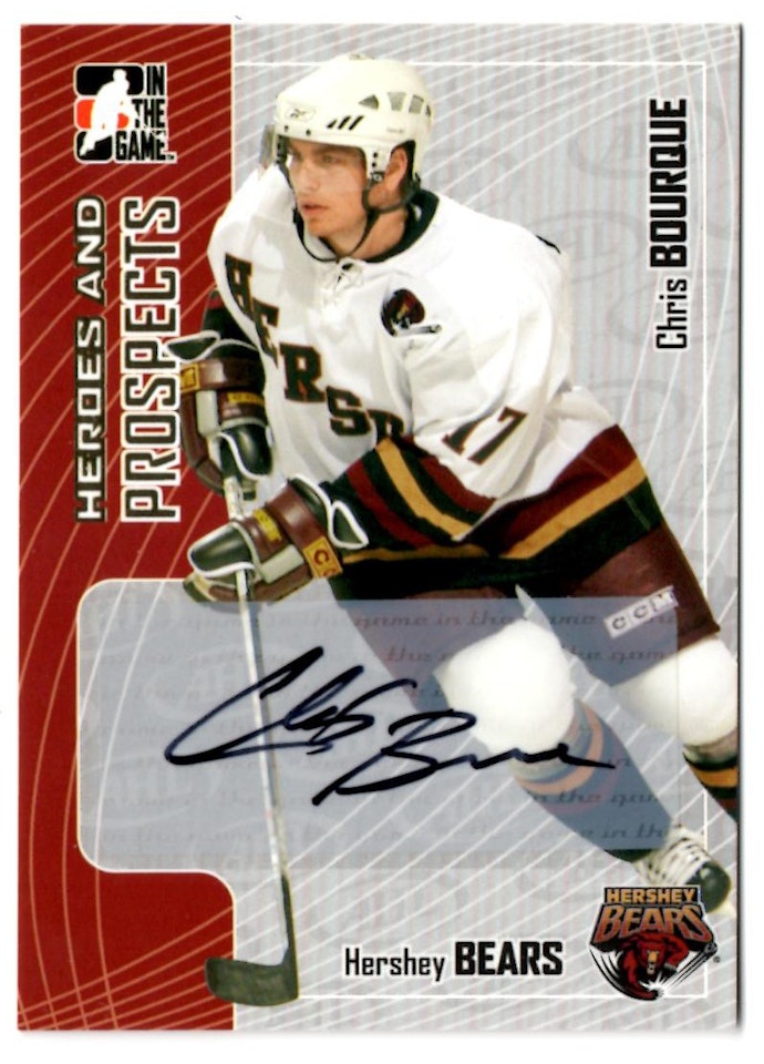 2005-06 ITG Heroes and Prospects Autographs #ACBQ Chris Bourque (30-X125-CAPITALS)