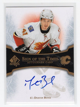 2007-08 SP Authentic Sign of the Times #STDB Dustin Boyd (30-29x7-FLAMES)