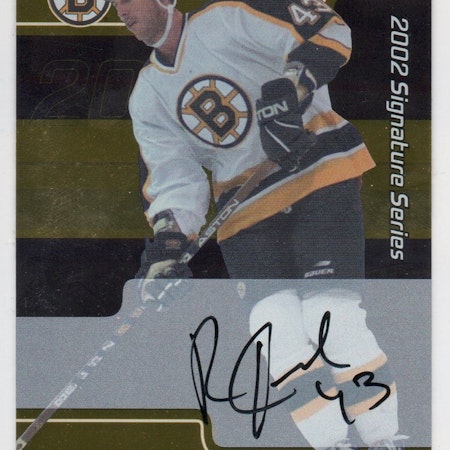 2001-02 BAP Signature Series Autographs Gold #208 Richard Jackman (40-X140-BRUINS)