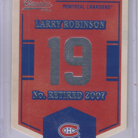 2012-13 Classics Signatures Banner Numbers #44 Larry Robinson (20-X47-CANADIENS)