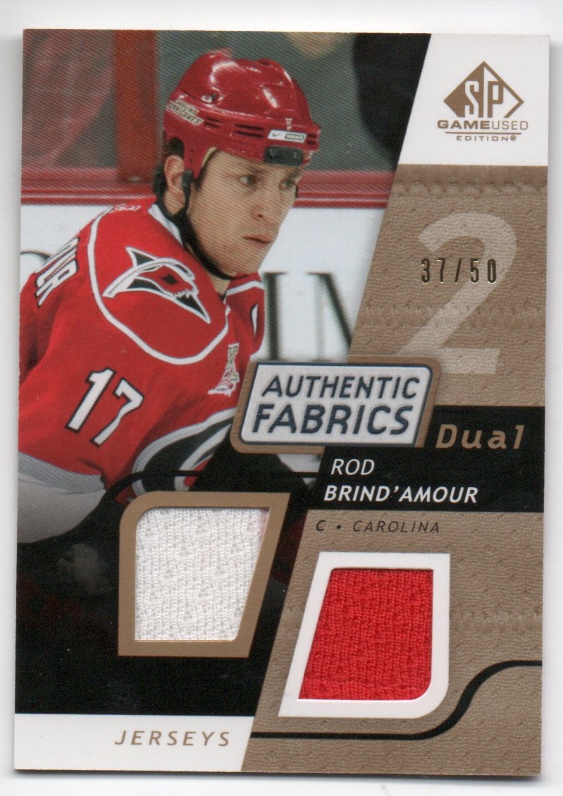 2008-09 SP Game Used Dual Authentic Fabrics Gold #AFRD Rod Brind'Amour (60-X117-HURRICANES)