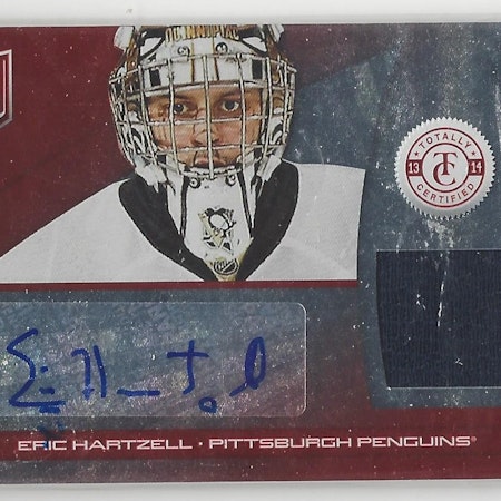 2013-14 Totally Certified Rookie Autograph Jerseys Platinum Red #180 Eric Hartzell (60-X97-PENGUINS)