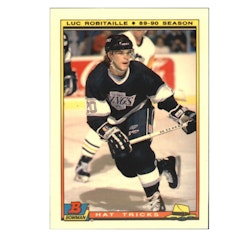 1990-91 Bowman Hat Tricks Tiffany #12 Luc Robitaille (10-X63-NHLKINGS)