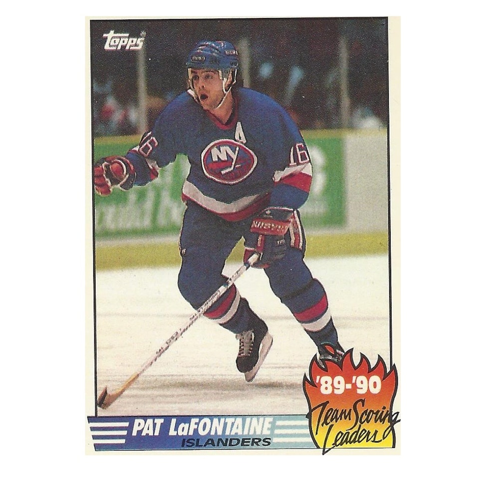 1990-91 Topps Team Scoring Leaders #10 Pat LaFontaine (10-X74-ISLANDERS)