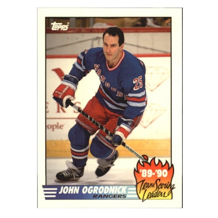 1990-91 Topps Team Scoring Leaders #18 John Ogrodnick (10-X10-RANGERS)