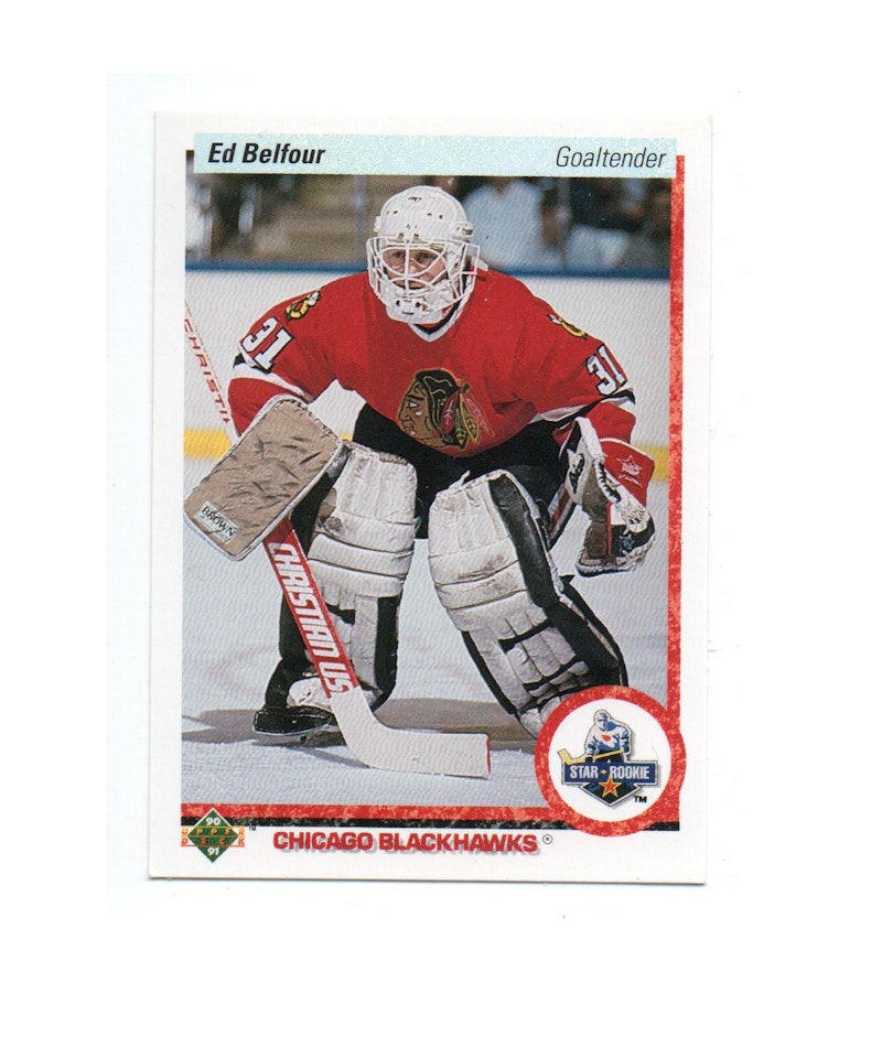1990-91 Upper Deck #55 Ed Belfour RC (20-X285-BLACKHAWKS)