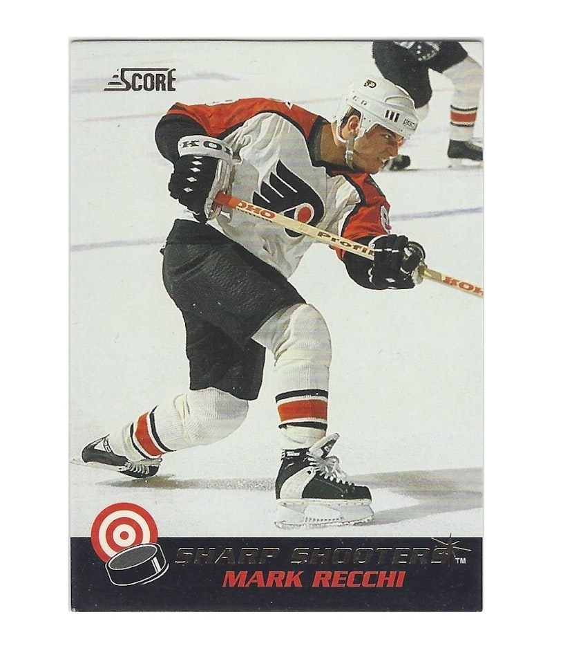 1992-93 Score Sharp Shooters #18 Mark Recchi (10-163x7-FLYERS)
