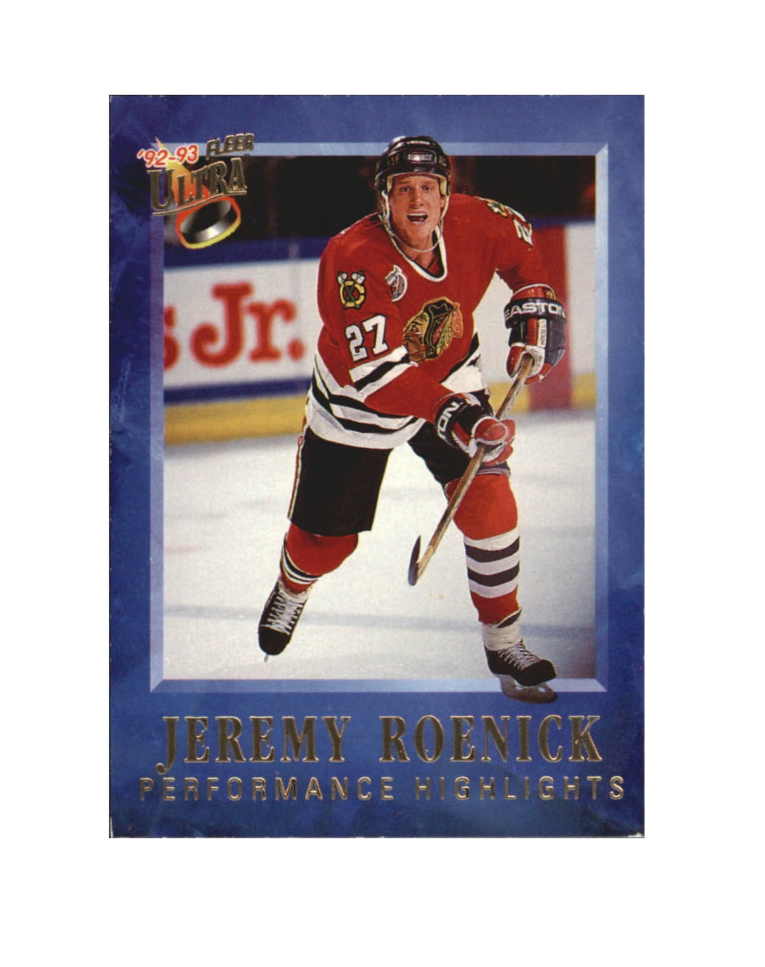 1992-93 Ultra Jeremy Roenick #11 Jeremy Roenick MAIL-IN (12-X212-BLACKHAWKS)