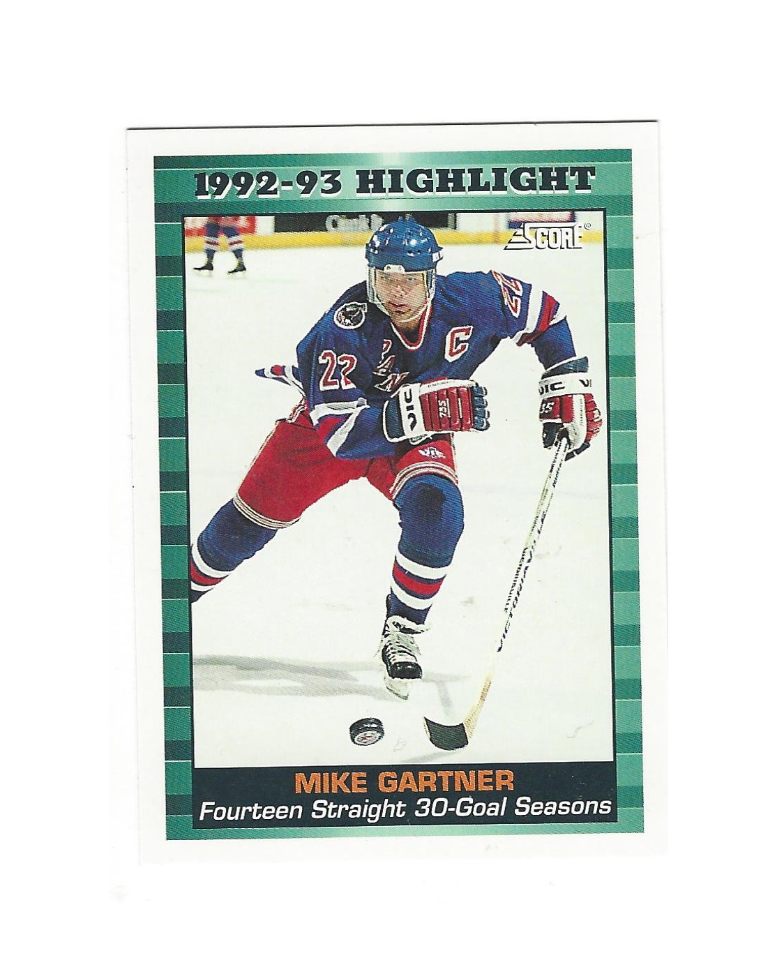 1993-94 Score #447 Mike Gartner HL (5-X76-RANGERS)