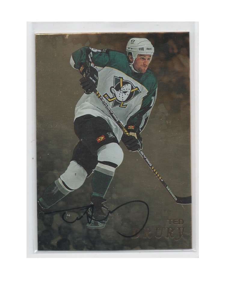 1998-99 Be A Player Autographs Gold #5 Ted Drury (40-C2-DUCKS)