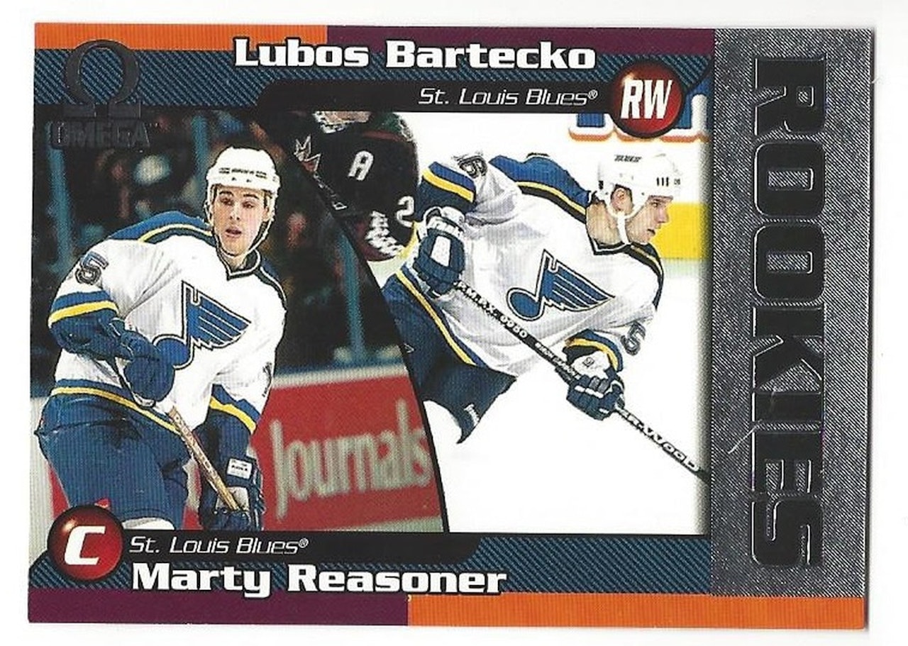 1998-99 Pacific Omega #208 Marty Reasoner RC Lubos Bartecko (10-X150-BLUES)