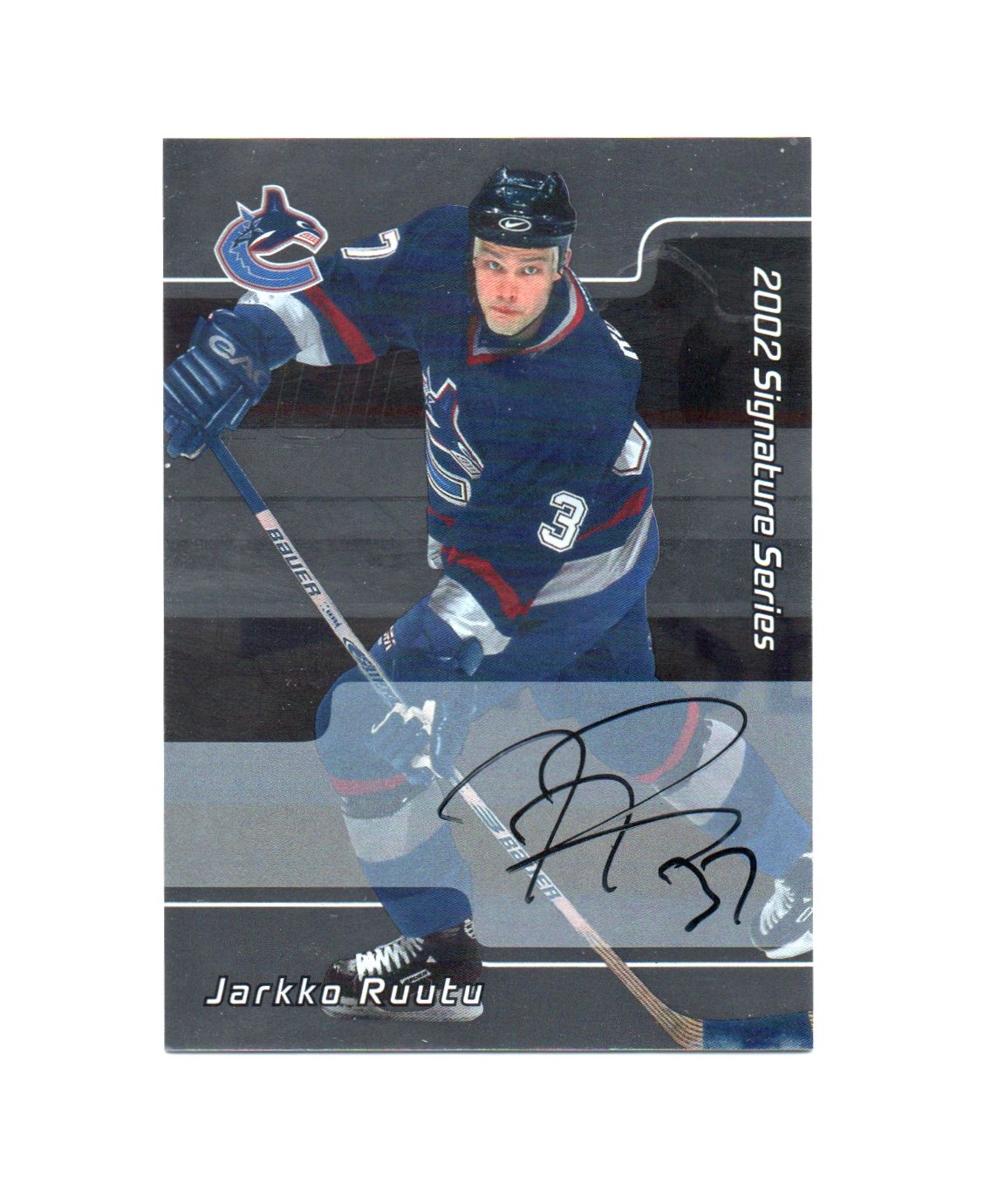 2001-02 BAP Signature Series Autographs #97 Jarkko Ruutu (30-X273-CANUCKS)