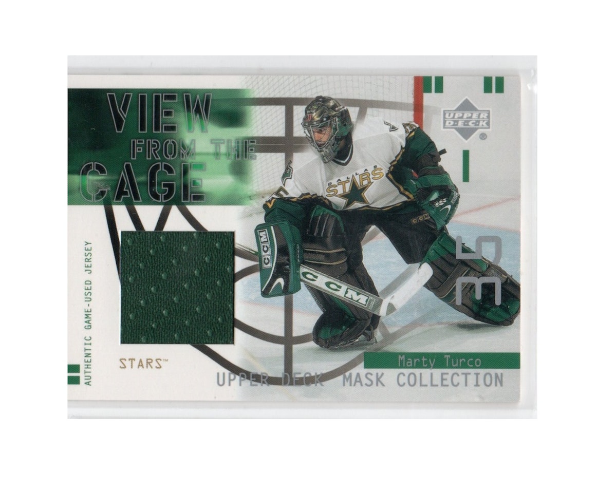 2001-02 UD Mask Collection Goalie Jerseys #VCMT Marty Turco VC (50-X232-GAMEUSED-NHLSTARS)