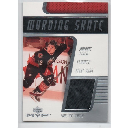 2001-02 Upper Deck MVP Morning Skate Jerseys #JJA Jarome Iginla (40-X146-GAMEUSED-FLAMES)