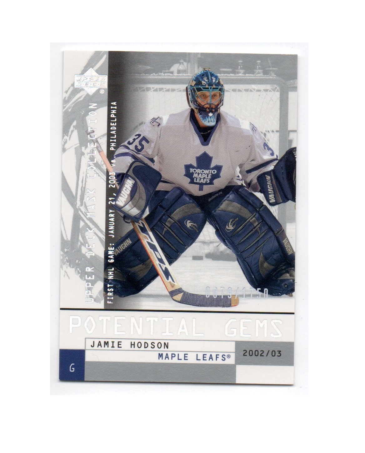 2002-03 UD Mask Collection #152 Jamie Hodson RC (10-X215-MAPLE LEAFS)