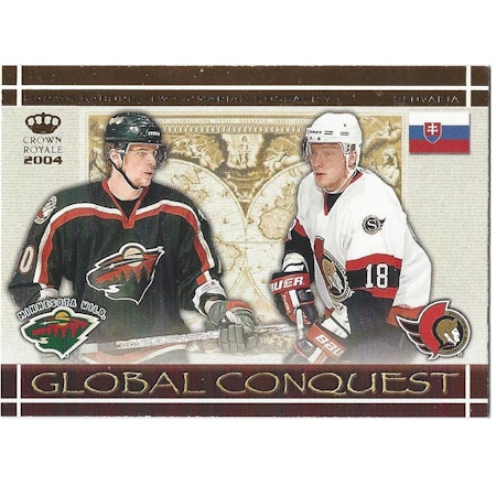 2003-04 Crown Royale Global Conquest #7 Marian Gaborik Marian Hossa (15-182x3-NHLWILD+SENATORS)