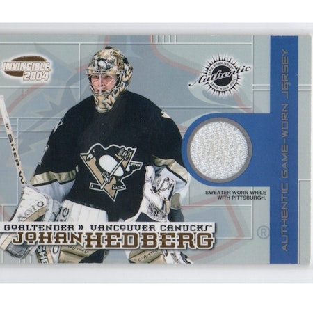 2003-04 Pacific Invincible Jerseys #24 Johan Hedberg (30-X226-GAMEUSED-SERIAL-PENGUINS)