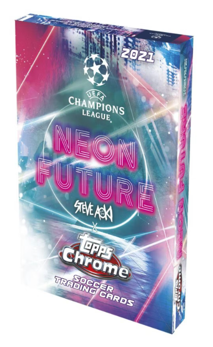 2020-21 Topps UEFA Champions League Chrome Steve Aoki Neon Futures Soccer (Hobby Box)