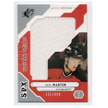 2003-04 SPx #195 Paul Martin JSY RC (40-X202-DEVILS)