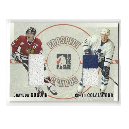 2004-05 ITG Heroes and Prospects Combos #14 Braydon Coburn Carlo Colaiacovo (150-X125-MAPLE LEAFS+THRASHERS)