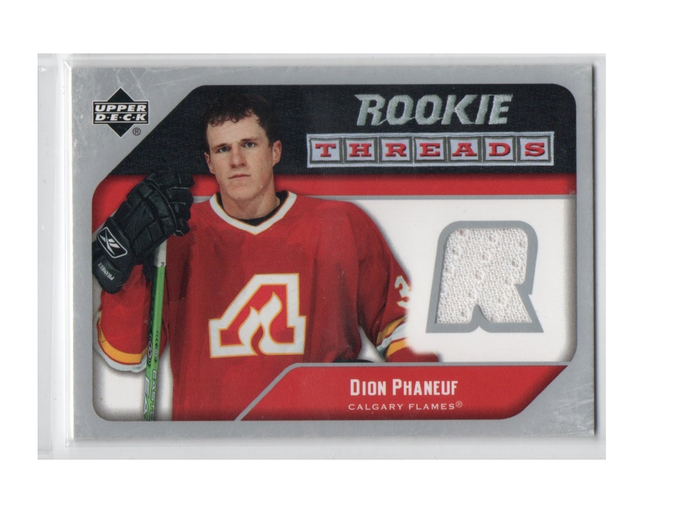 2005-06 Upper Deck Rookie Threads #RTDP Dion Phaneuf (30-X229-GAMEUSED-RC-FLAMES)