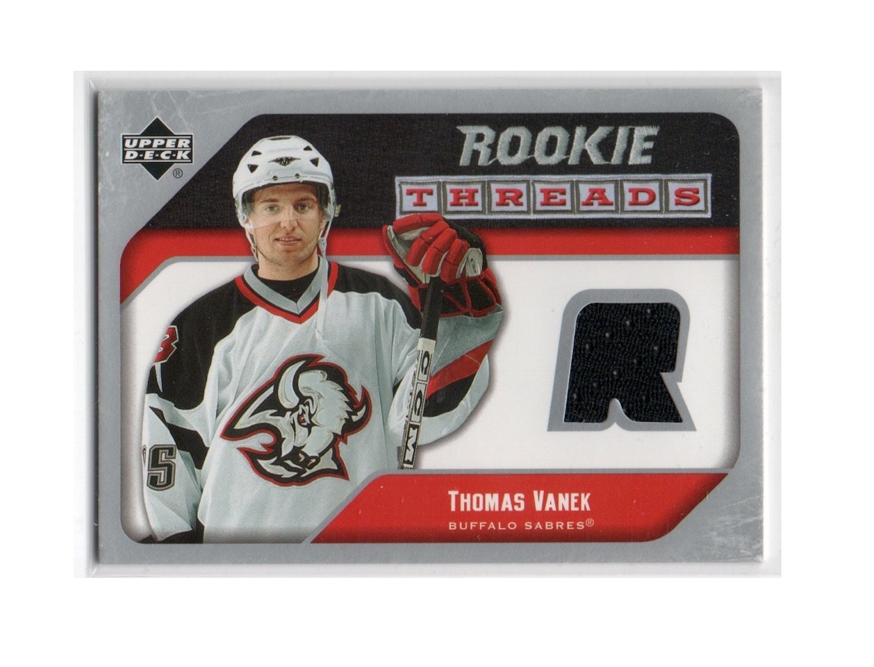 2005-06 Upper Deck Rookie Threads #RTTV Thomas Vanek (40-X235-GAMEUSED-RC-SABRES)