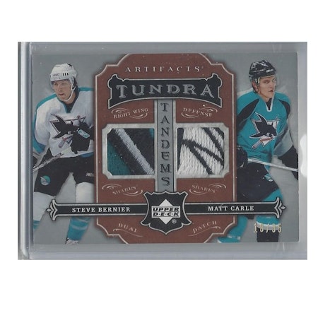 2007-08 Artifacts Tundra Tandems Patches Silver #TTBC Steve Bernier Matt Carle (100-X118-SHARKS)