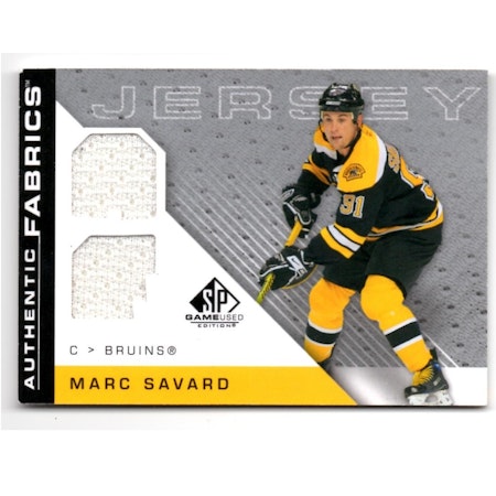 2007-08 SP Game Used Authentic Fabrics #AFMA Marc Savard (40-13x5-BRUINS)