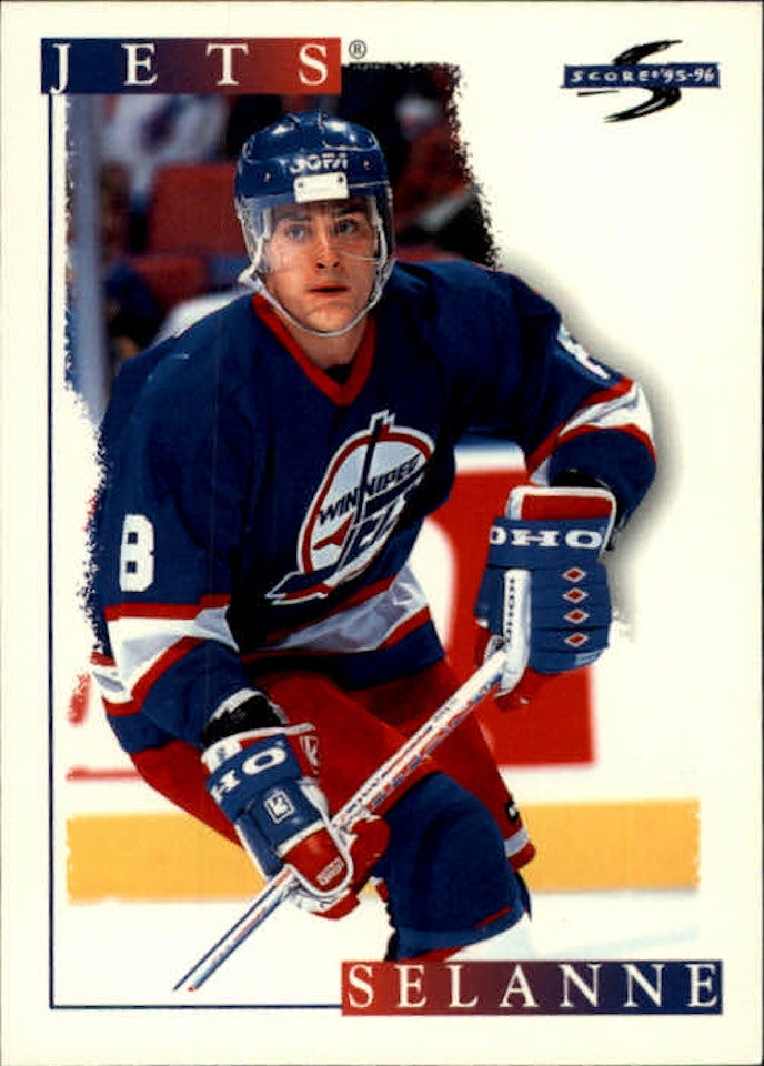 1995-96 Score #7 Teemu Selanne (5-D5-NHLJETS)