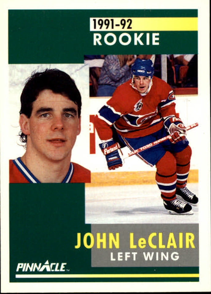 1991-92 Pinnacle #322 John LeClair RC (10-D5-CANADIENS)