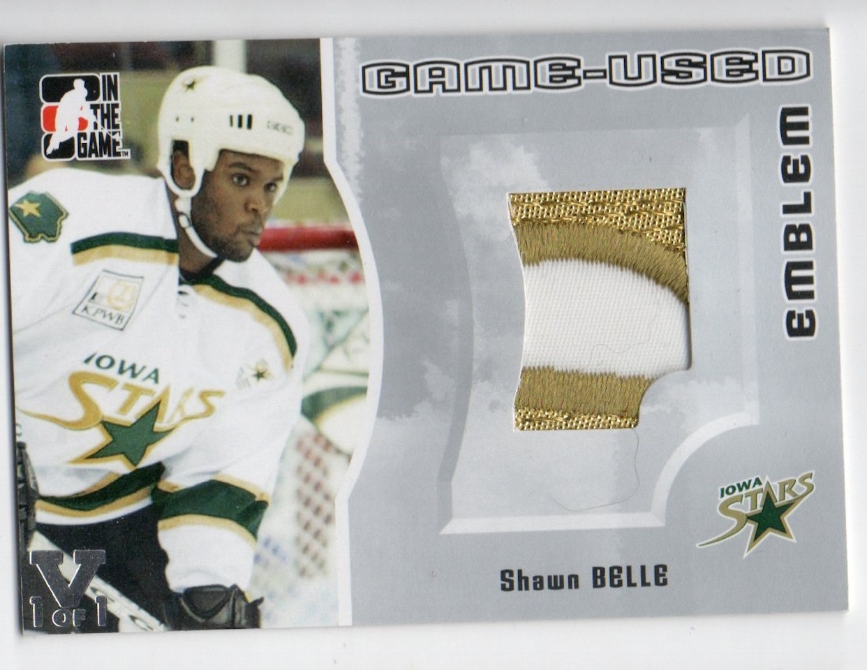 2005-06 ITG Heroes and Prospects Emblems #GUE63 Shawn Belle (50-X316-NHLSTARS)
