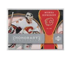 2007-08 Upper Deck Trilogy Honorary Swatches #HSMK Miikka Kiprusoff (30-X233-GAMEUSED-FLAMES)