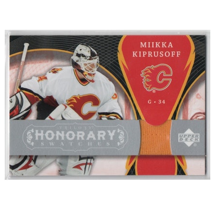2007-08 Upper Deck Trilogy Honorary Swatches #HSMK Miikka Kiprusoff (30-X233-GAMEUSED-FLAMES)