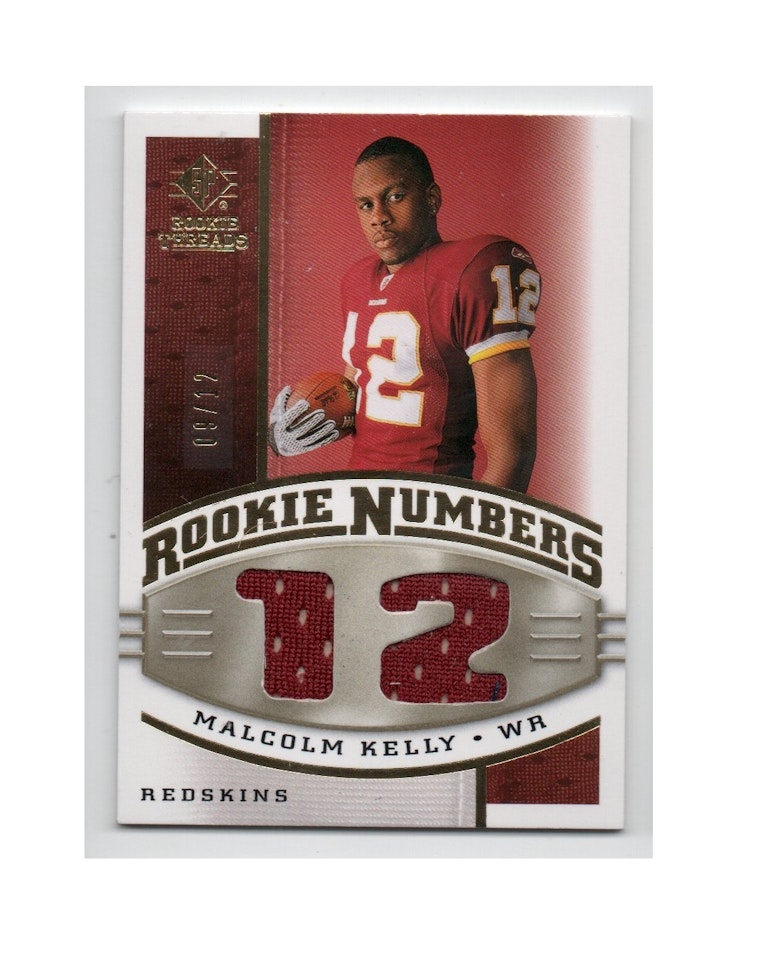 2008 SP Rookie Threads Rookie Numbers Gold #RNMK Malcolm Kelly (40-X168-NFLREDSKINS)