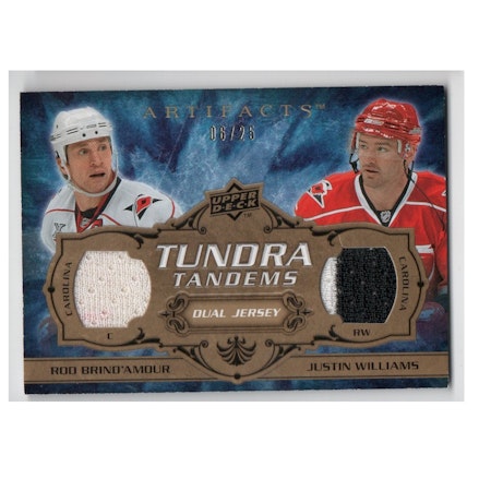 2008-09 Artifacts Tundra Tandems Gold #TTWB Justin Williams Rod Brind'Amour (80-X117-HURRICANES)