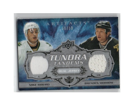 2008-09 Artifacts Tundra Tandems Silver #TTRM Mike Ribeiro Brenden Morrow (40-X228-GAMEUSED-SERIAL-NHLSTARS)
