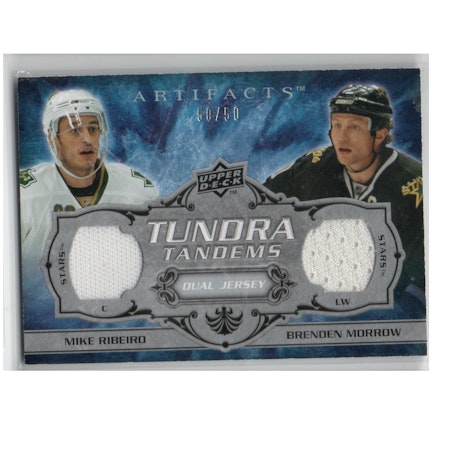 2008-09 Artifacts Tundra Tandems Silver #TTRM Mike Ribeiro Brenden Morrow (40-X228-GAMEUSED-SERIAL-NHLSTARS)