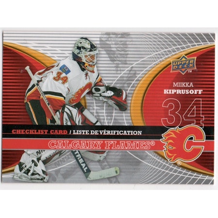 2008-09 McDonald's Upper Deck Canadian Goalie Checklist #CLCGY Miikka Kiprusoff (10-X165-FLAMES) (2)