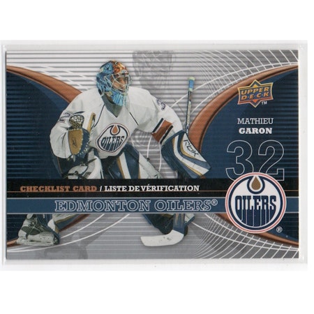 2008-09 McDonald's Upper Deck Canadian Goalie Checklist #CLEDM Mathieu Garon (10-X165-OILERS)